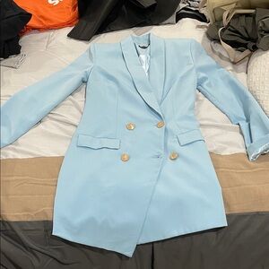 PrettyLittleThing Sky Blue Double-Breasted Blazer